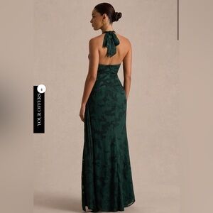 Club London NWT Talula Dark Green Cowl Neck Maxi With Sash and Front High Split